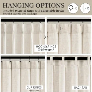 Cream-Birch 2-Panel 96-Inch Pinch-Pleated Linen Sheer Curtain - Thumbnail Image 5