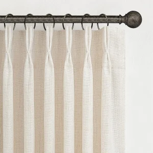 Cream-Birch 2-Panel 96-Inch Pinch-Pleated Linen Sheer Curtain