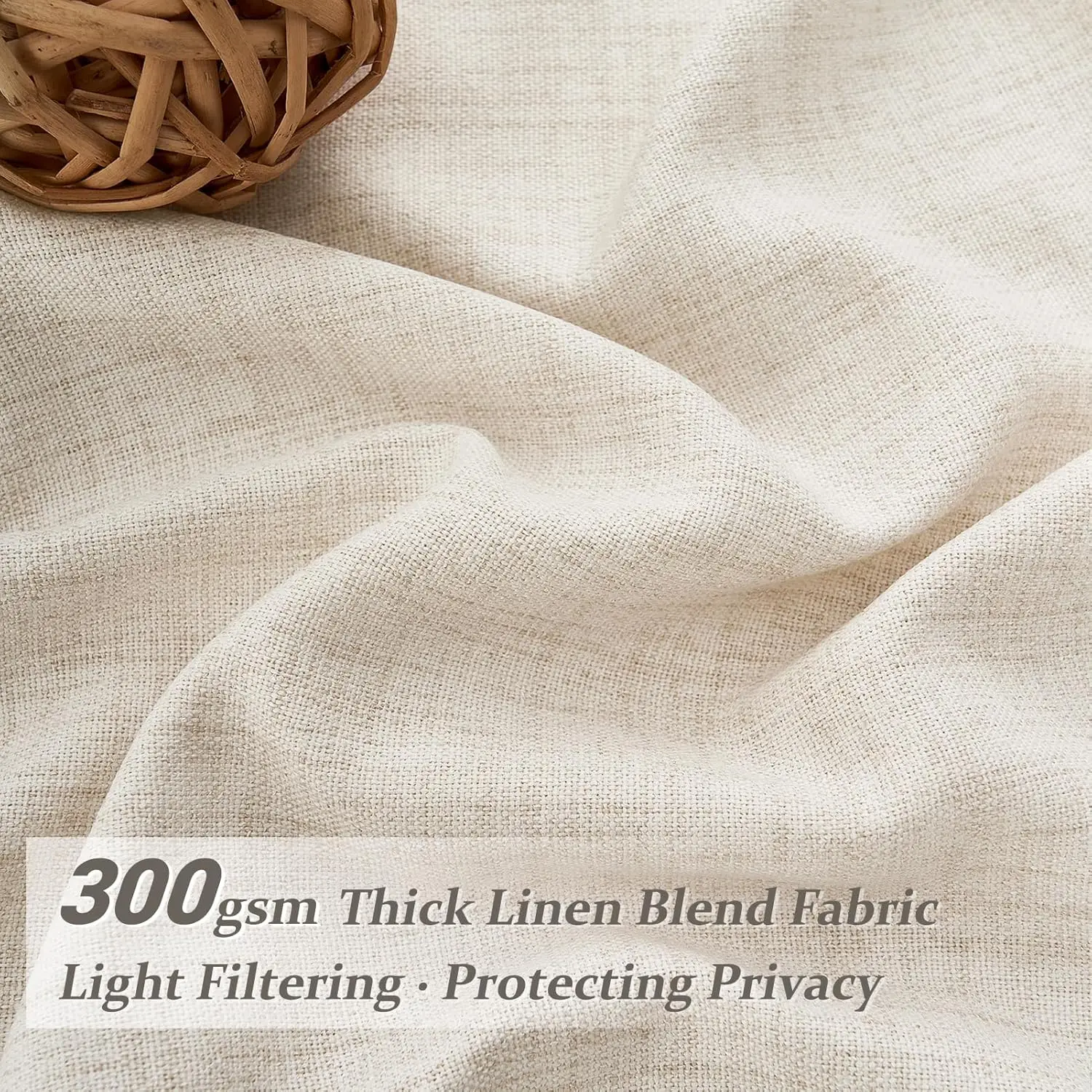 Cream-Birch 2-Panel 96-Inch Pinch-Pleated Linen Sheer Curtain - Image 3