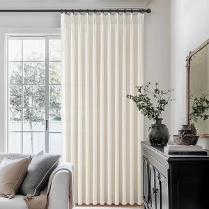 Cream-Birch 2-Panel 96-Inch Pinch-Pleated Linen Sheer Curtain - Thumbnail Image 2