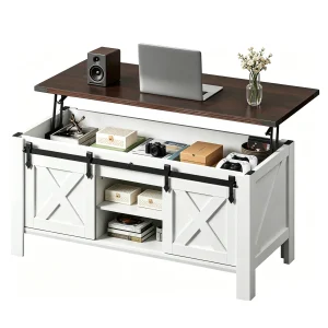 Coffee Table with Storage White, 47.2" Lift Top