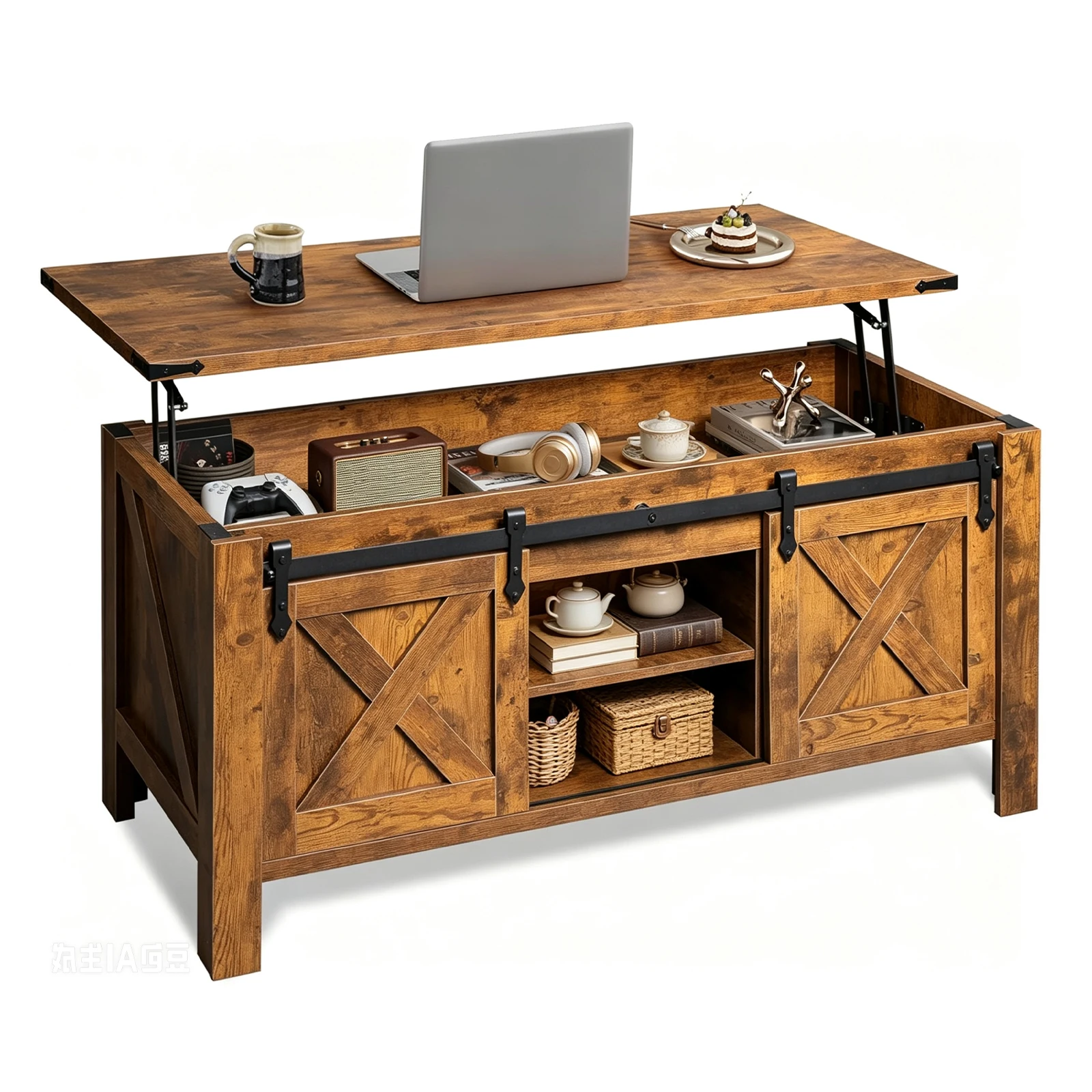 Coffee Table with Storage White, 47.2" Lift Top - Image 2