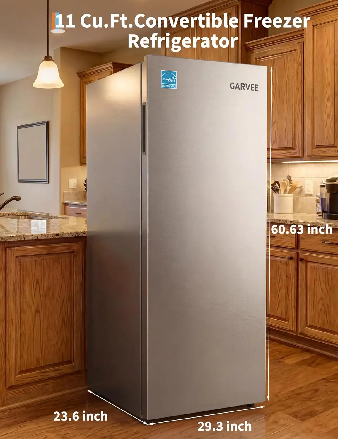 11 Cu.Ft Refrigerator Upright Fridge Freezer - Image 3
