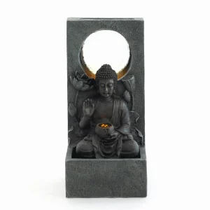 28" Outdoor Buddha Waterfall Fountain w/LED Lights