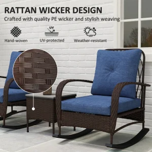 Patio Furniture, 2 Rocking Chairs W/ Coffee Table - Thumbnail Image 3