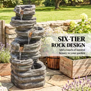 Sunny Outdoor Fountain with Waterfall, 40inch , Gray - Thumbnail Image 2