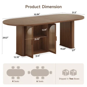 Walnut 70" Oval Dining Space W/Storage - Thumbnail Image 3