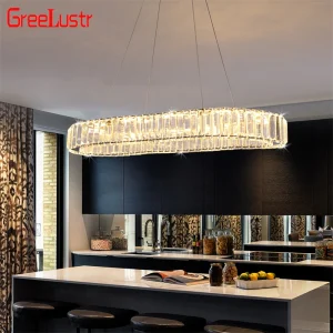 Crystal Oval Ring Chandelier Luxury Interior Decoration - Thumbnail Image 2
