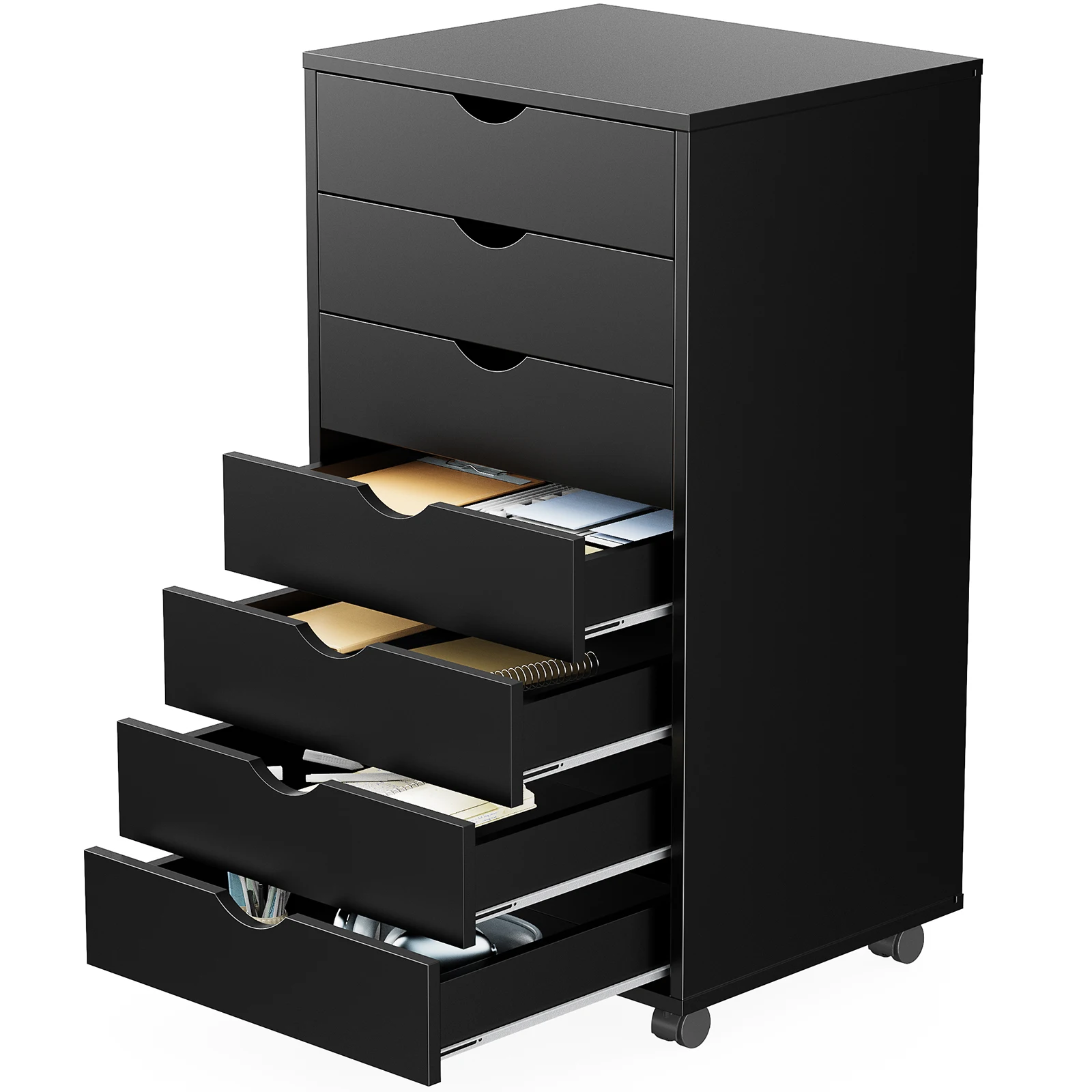 7 Drawer Chest Dressers Storage Cabinet W/Wheels - Image 4