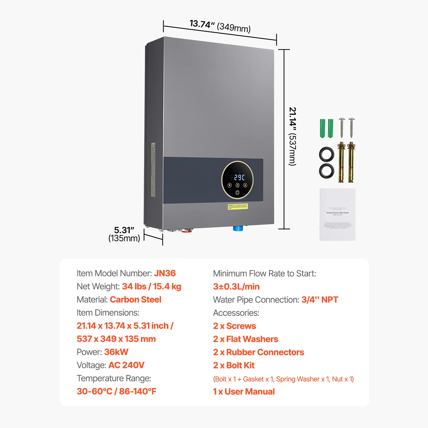 Tankless Electric Water Heater 27kW Under Sink On Demand - Image 1