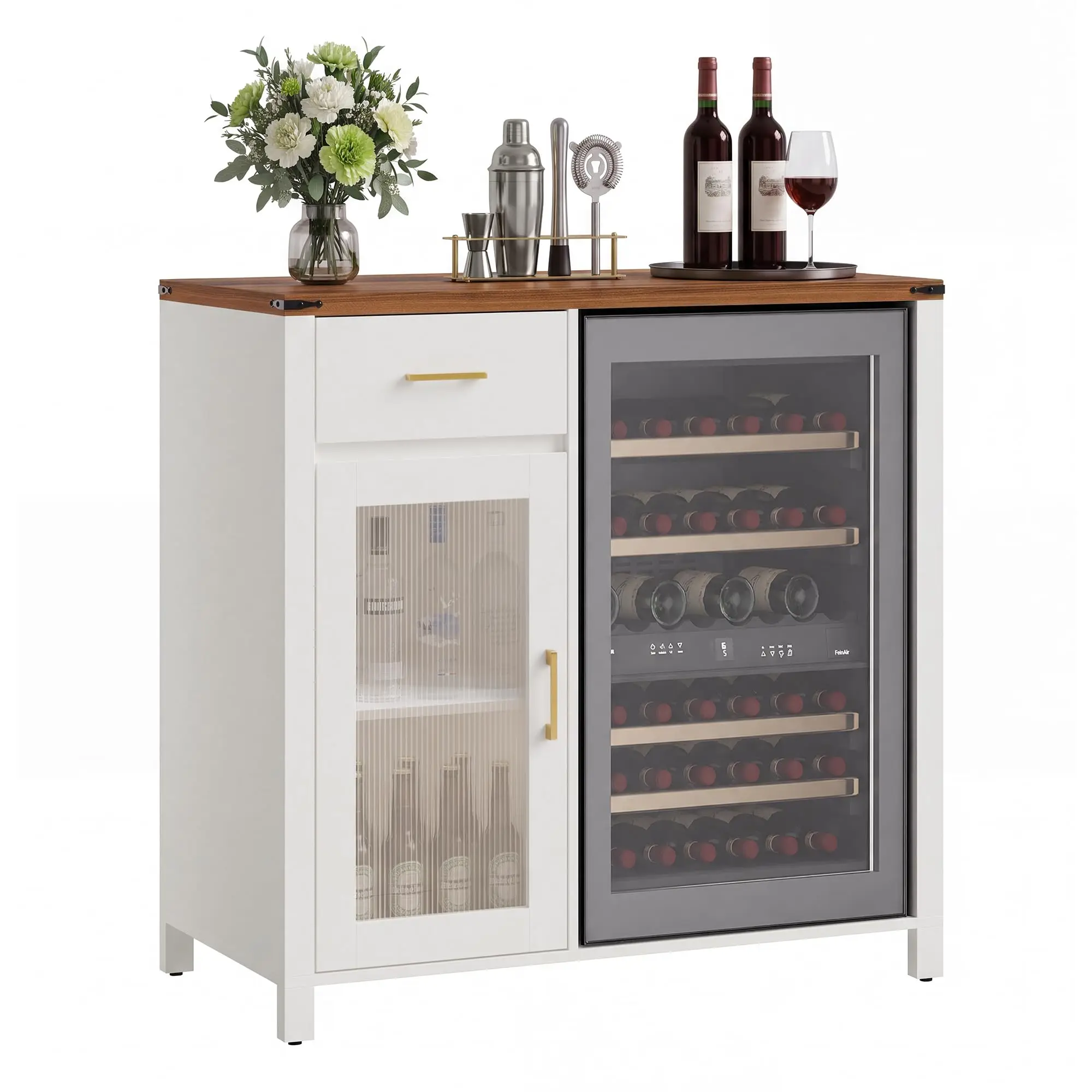 Coffee Bar Cabinet With Mini Fridge Space - Image 3