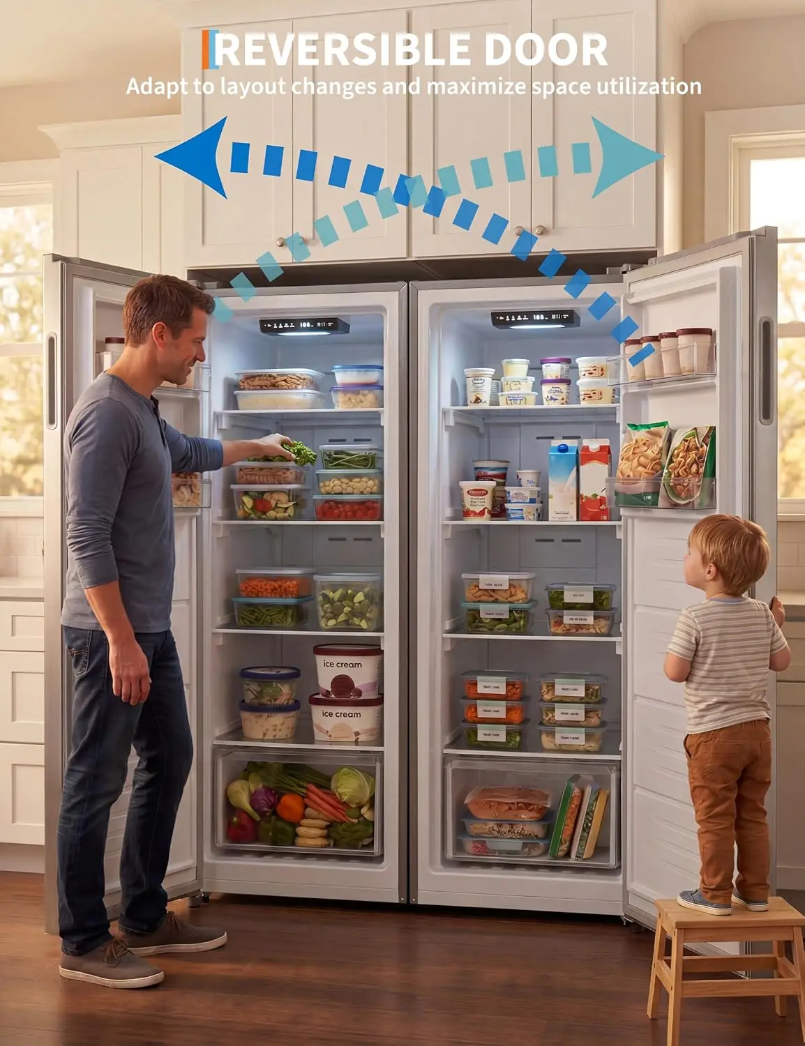 11 Cu.Ft Refrigerator Upright Fridge Freezer - Image 1