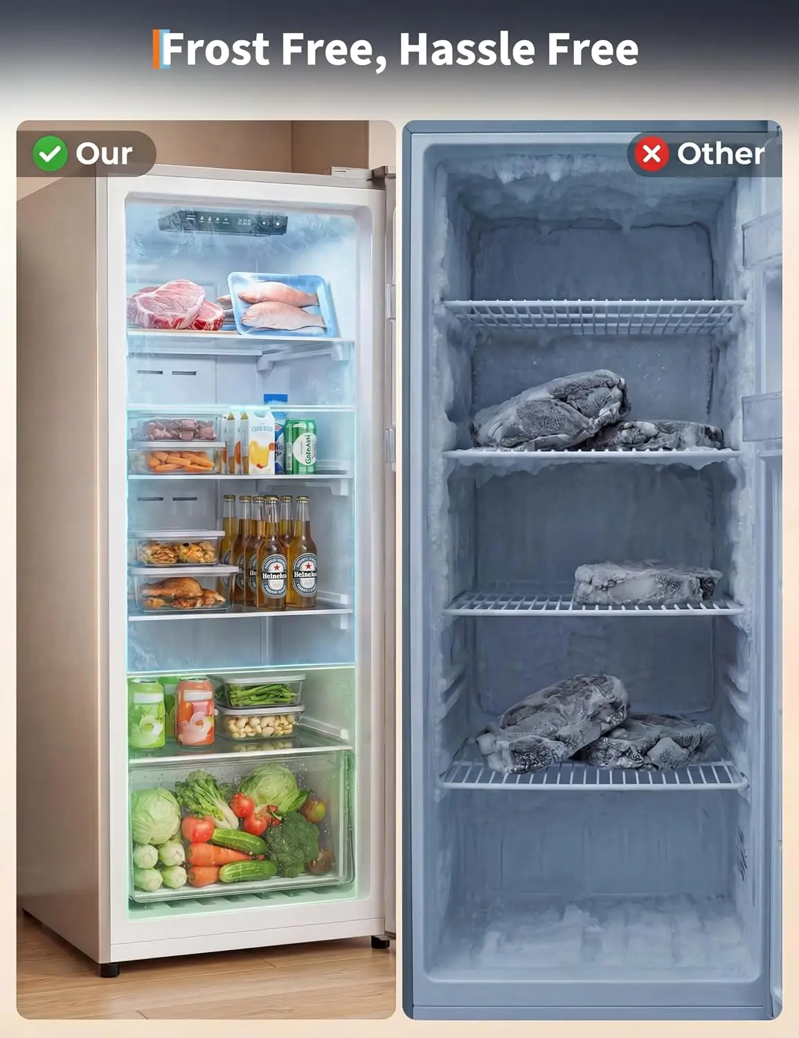 11 Cu.Ft Refrigerator Upright Fridge Freezer - Image 5
