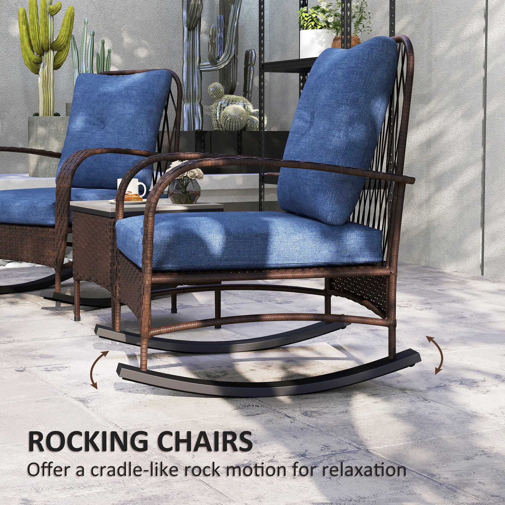 Patio Furniture, 2 Rocking Chairs W/ Coffee Table - Image 2