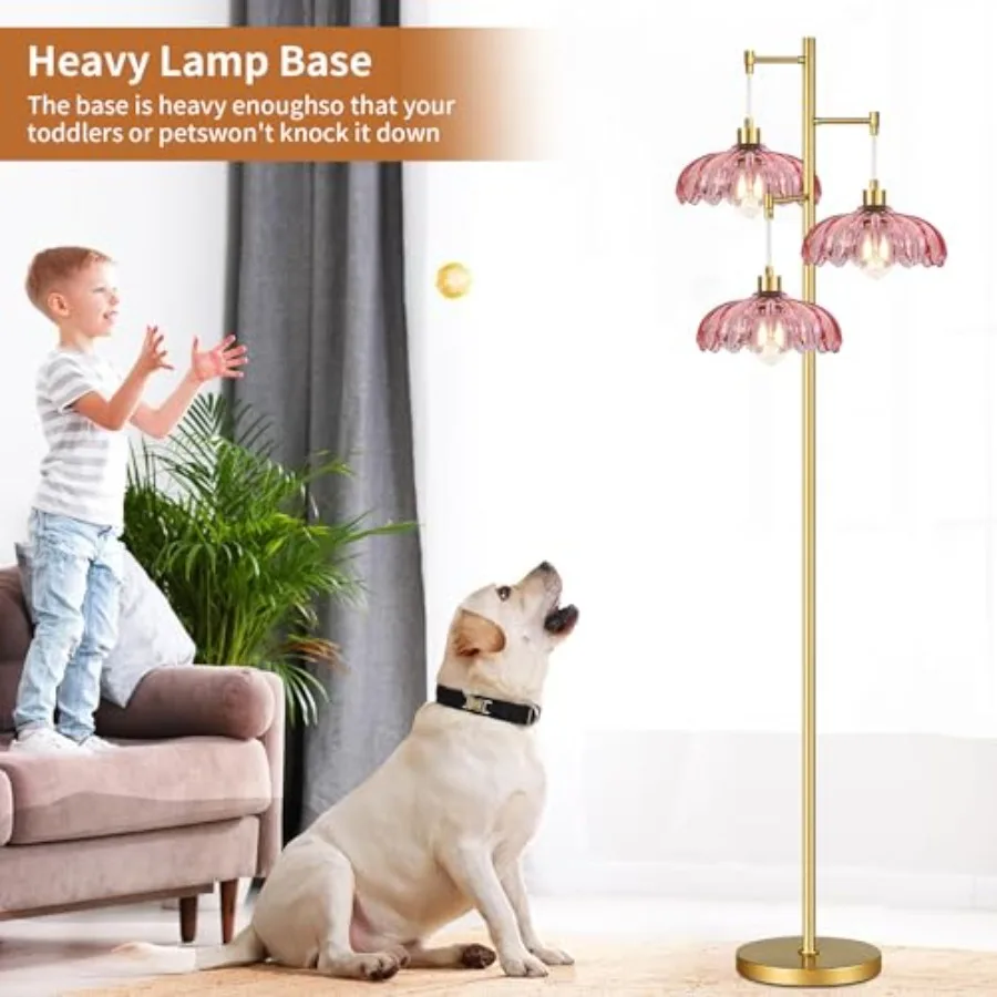 Vintage Floor,3 Light Glass w/Led Bulbs - Image 2