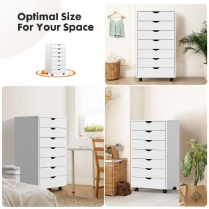 7 Drawer Chest Dressers Storage Cabinet W/Wheels - Thumbnail Image 2