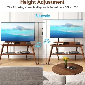 Rolling Solid Wood TV Stand with Power Outlet - Thumbnail Image 4
