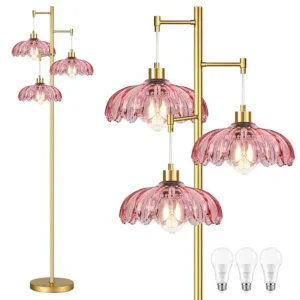Vintage Floor,3 Light Glass w/Led Bulbs - Thumbnail Image 4